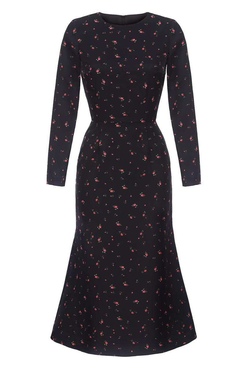 Long sleeve silhouette midi dress - Celestia Couture