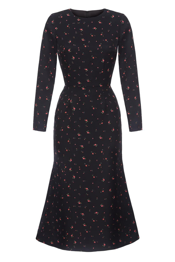 Long sleeve silhouette midi dress - Celestia Couture