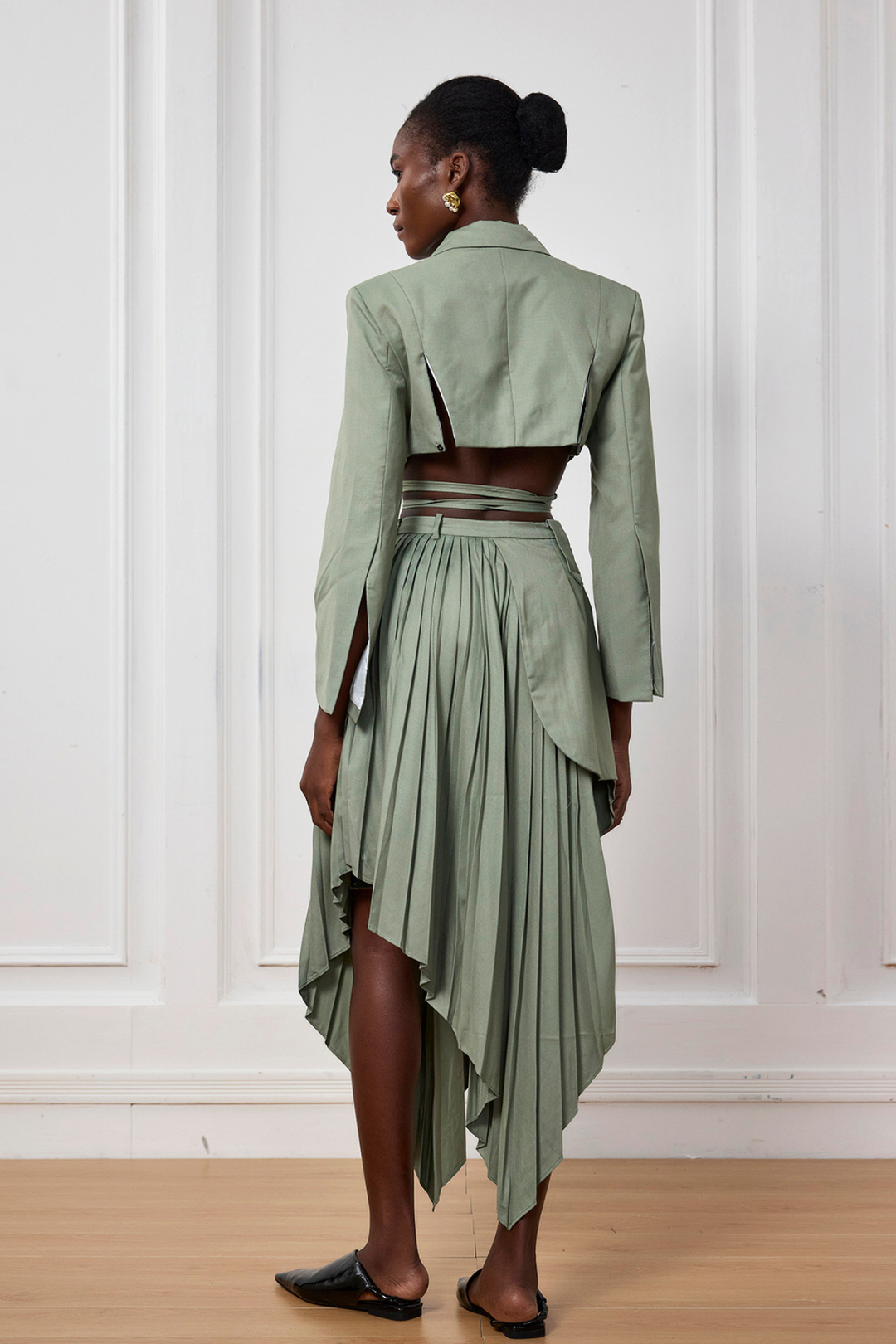Winifred Lace Up Cutout Short Jacket - Celestia Couture