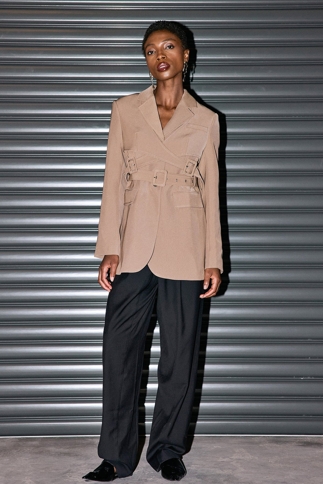 Yashvi Cross Buckle Blazer - Celestia Couture