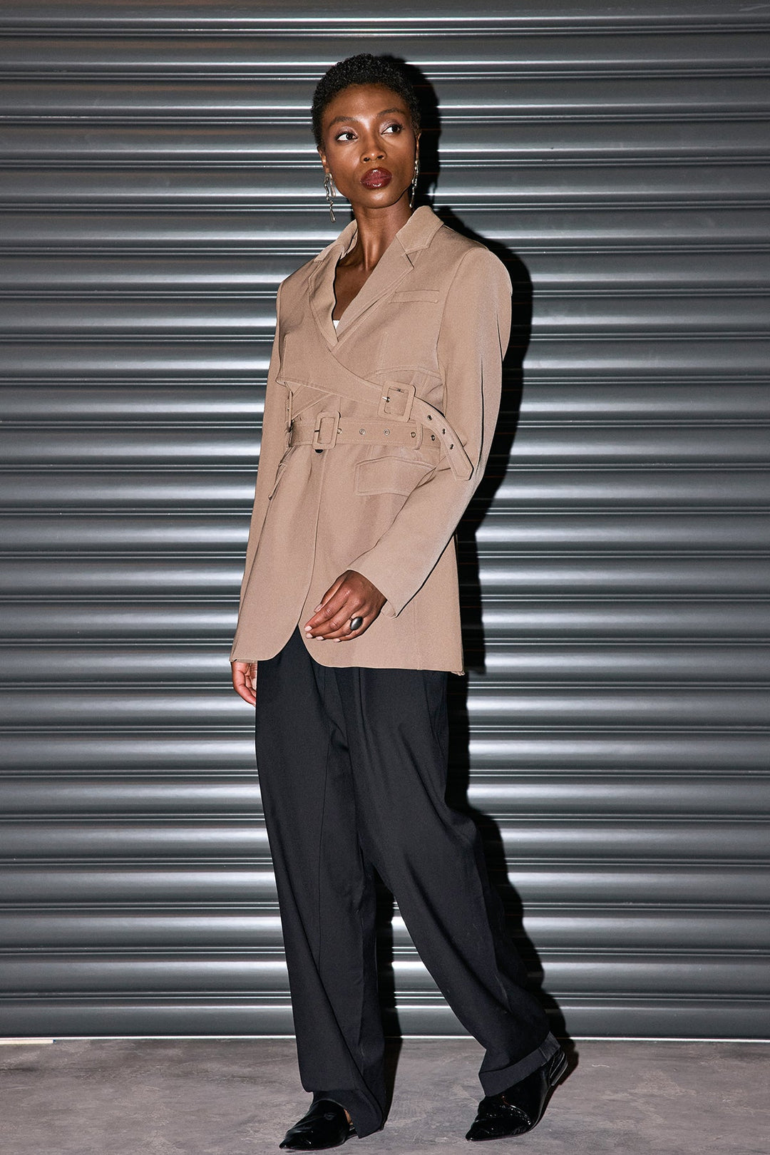 Yashvi Cross Buckle Blazer - Celestia Couture