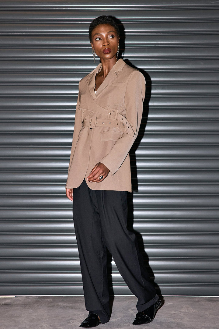 Yashvi Cross Buckle Blazer - Celestia Couture