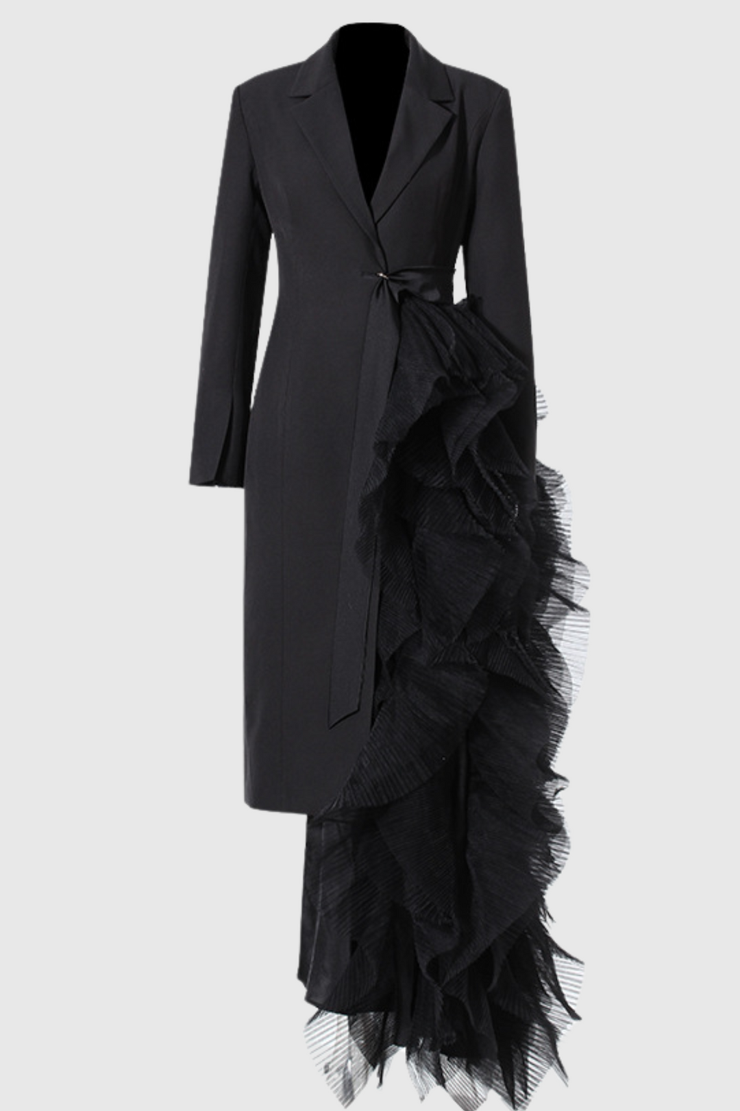 Zayla Mesh Coat In Black - Celestia Couture