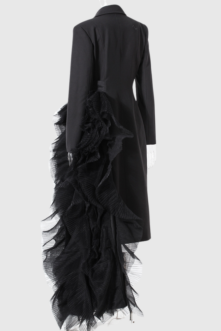 Zayla Mesh Coat In Black - Celestia Couture