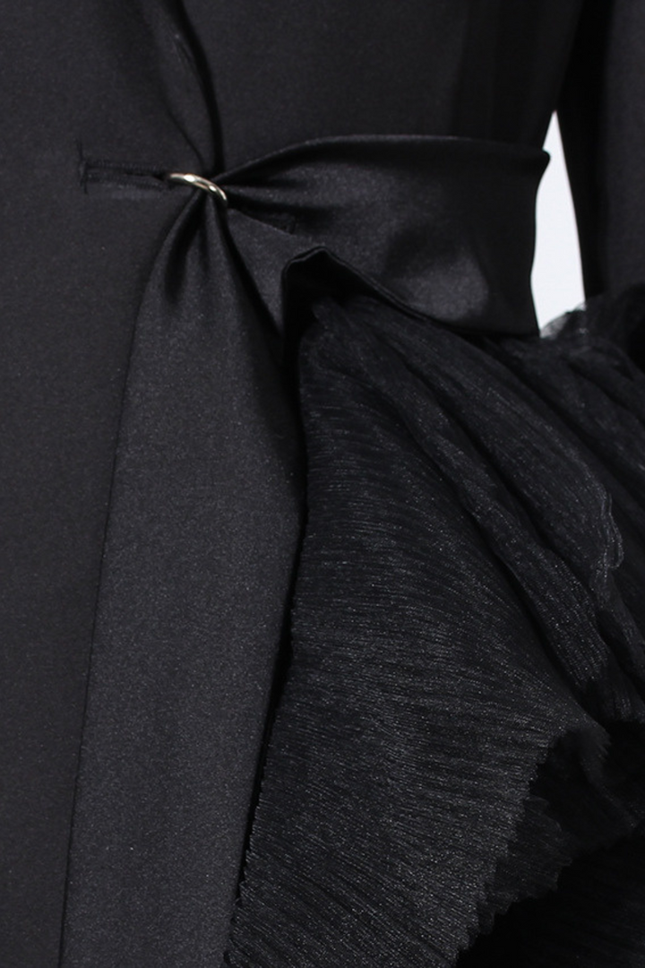 Zayla Mesh Coat In Black - Celestia Couture