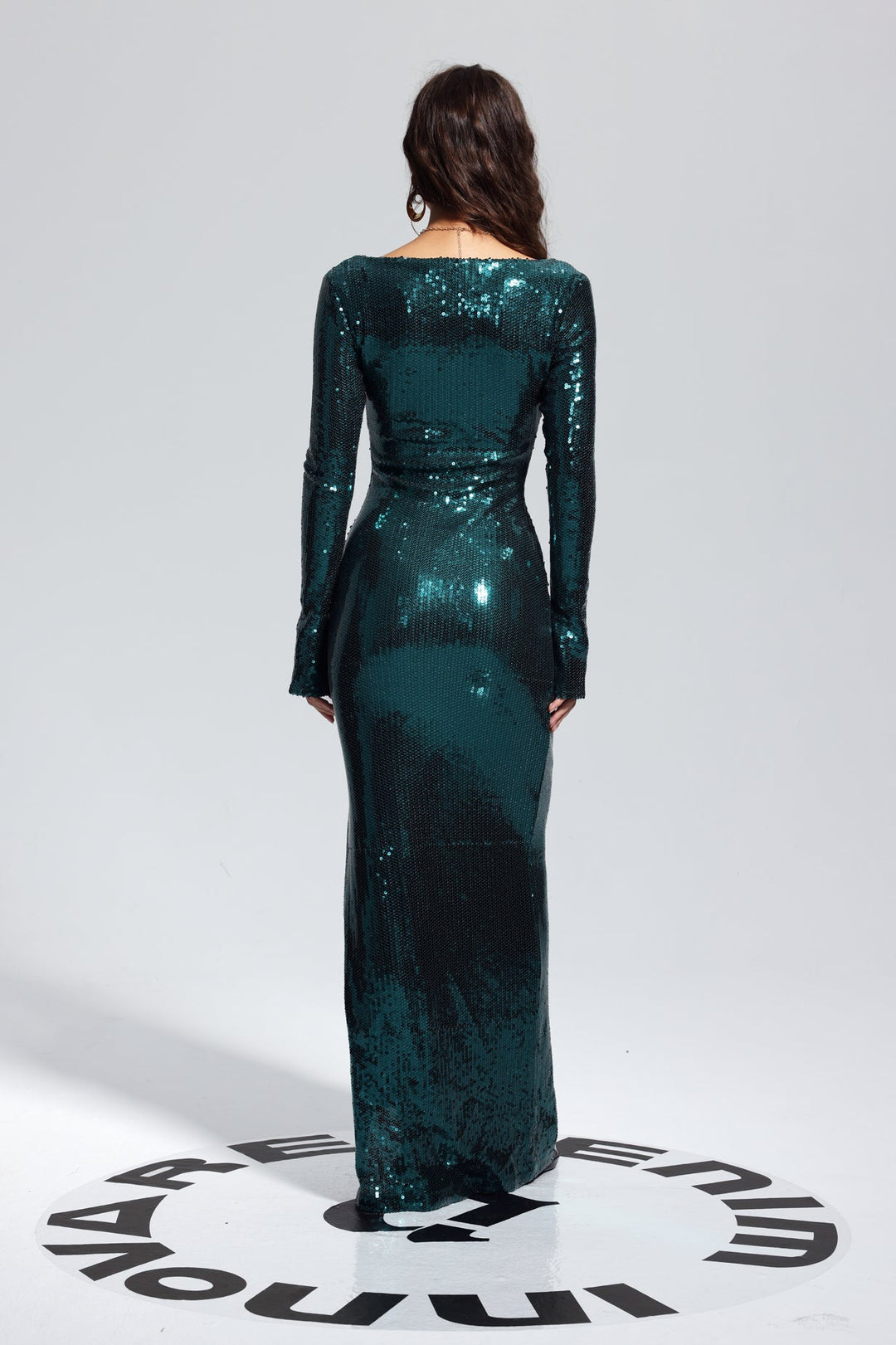 Aoibhe Sequin Maxi Dress In Green - Celestia Couture