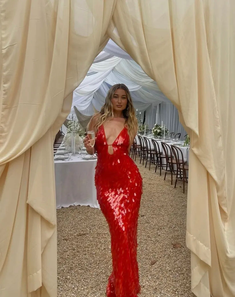 Kailani | Sequin Maxi Long Dress - Celestia Couture