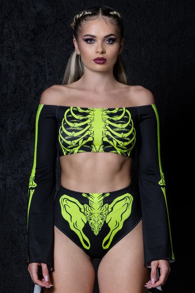 Acid Skeleton Booty Shorts Set