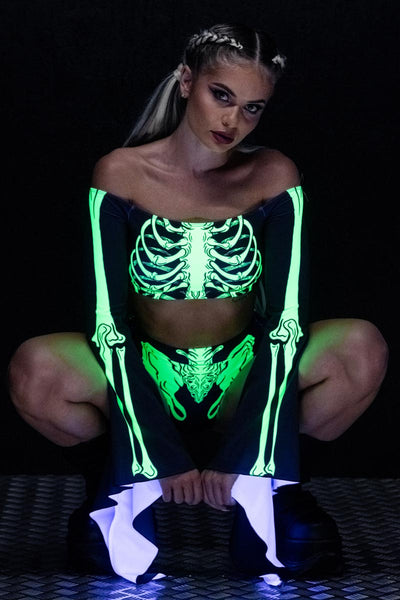Acid Skeleton Booty Shorts Set