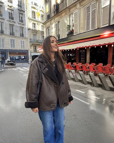 Amelia Leather Jacket - Brown