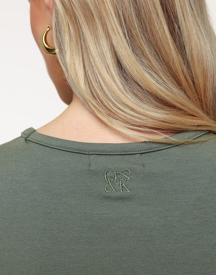 Army Groene O&amp;K Basic Cropped SS - Top