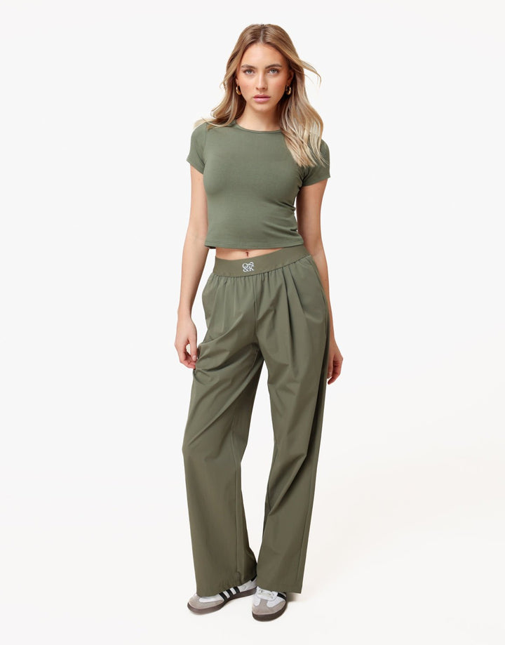 Army Groene O&amp;K Elastische Wijde Pijpen - Broek
