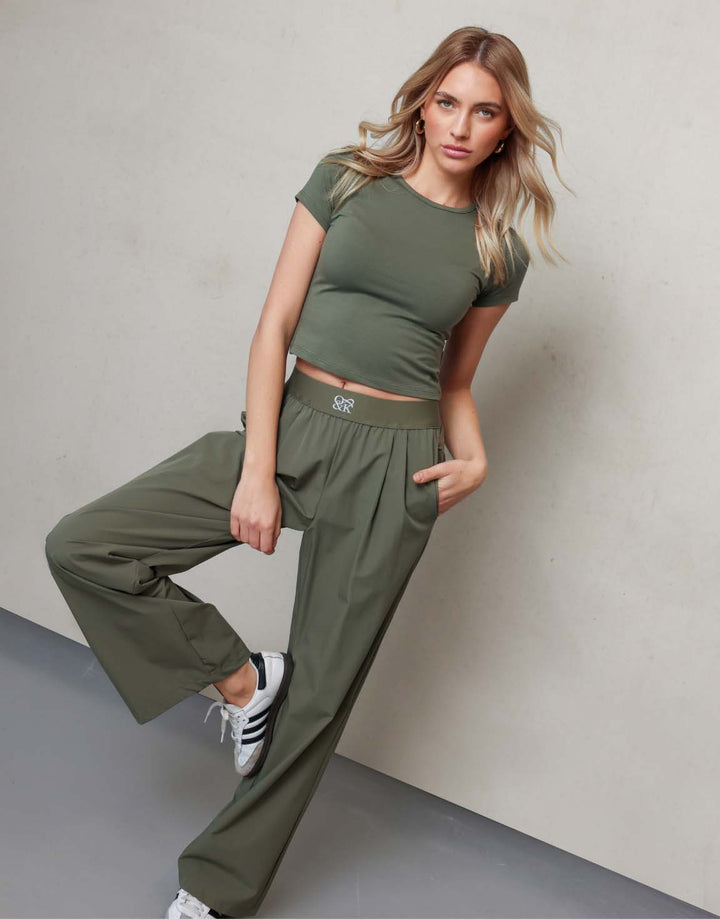 Army Groene O&amp;K Elastische Wijde Pijpen - Broek