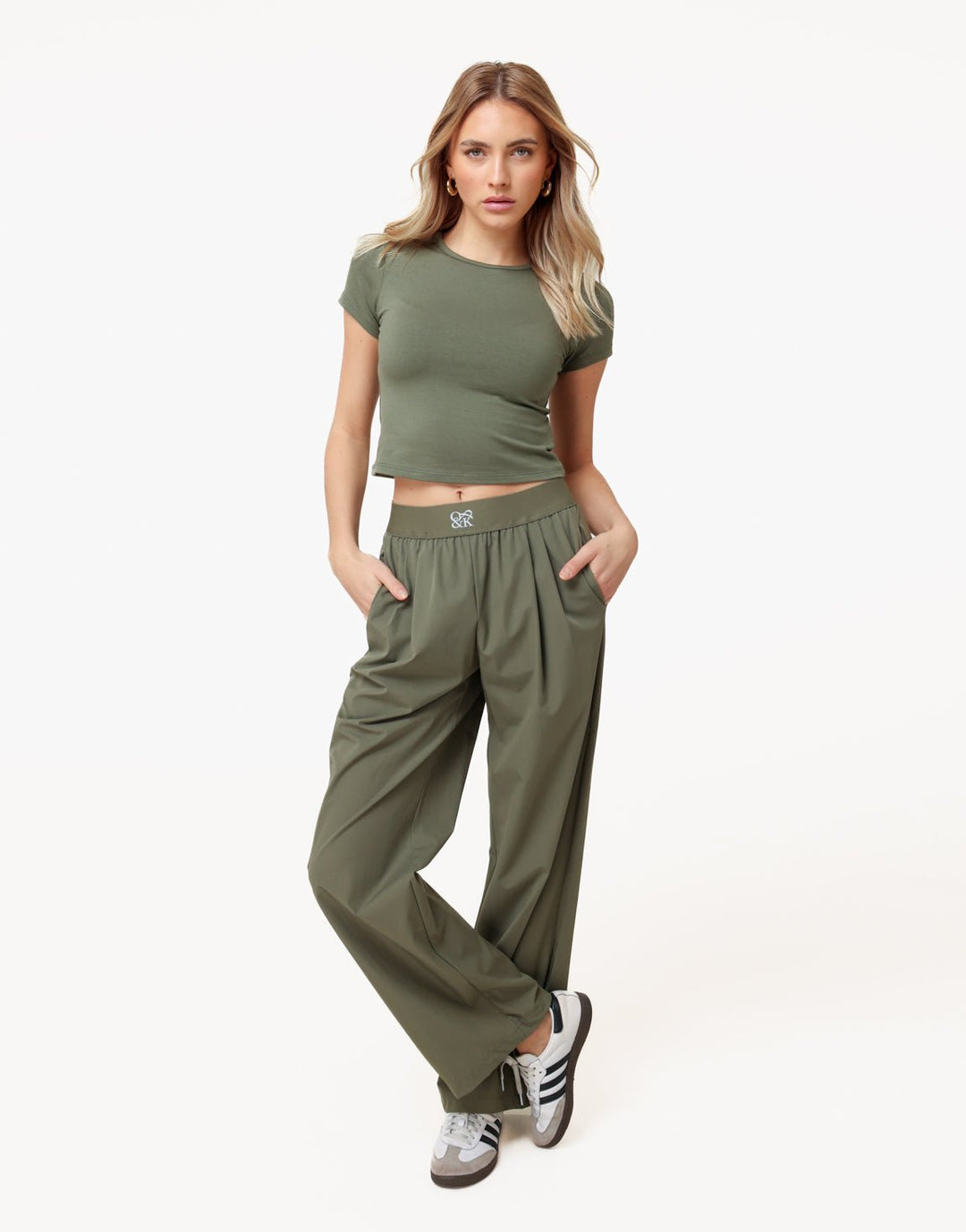Army Groene O&amp;K Elastische Wijde Pijpen - Broek