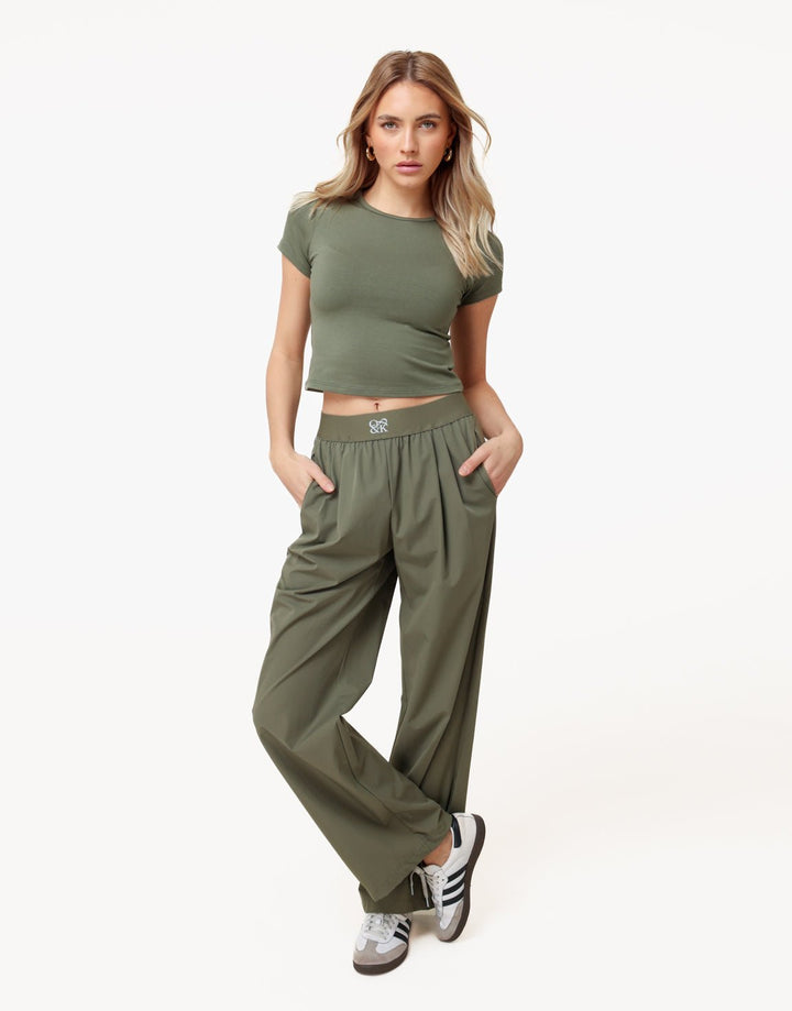 Army Groene O&amp;K Elastische Wijde Pijpen - Broek