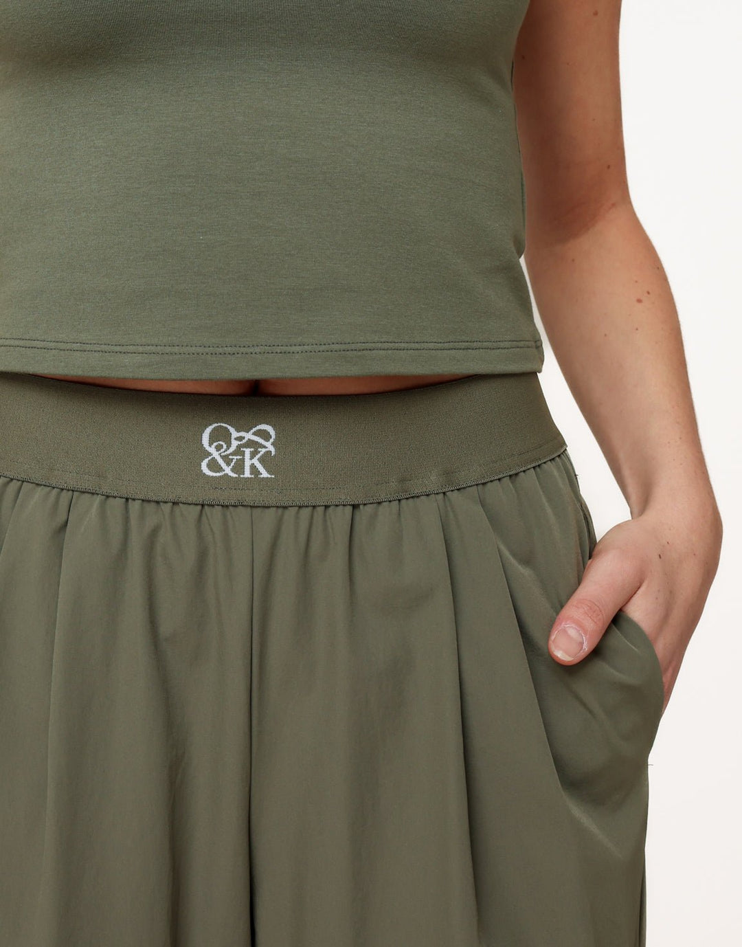 Army Groene O&amp;K Elastische Wijde Pijpen - Broek