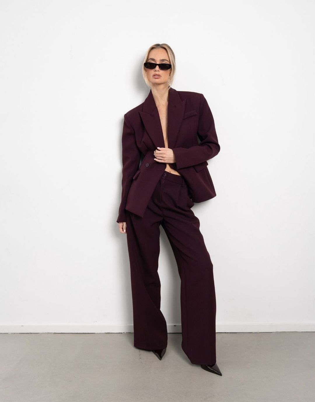 Aubergine Premium Wijde - Pantalon