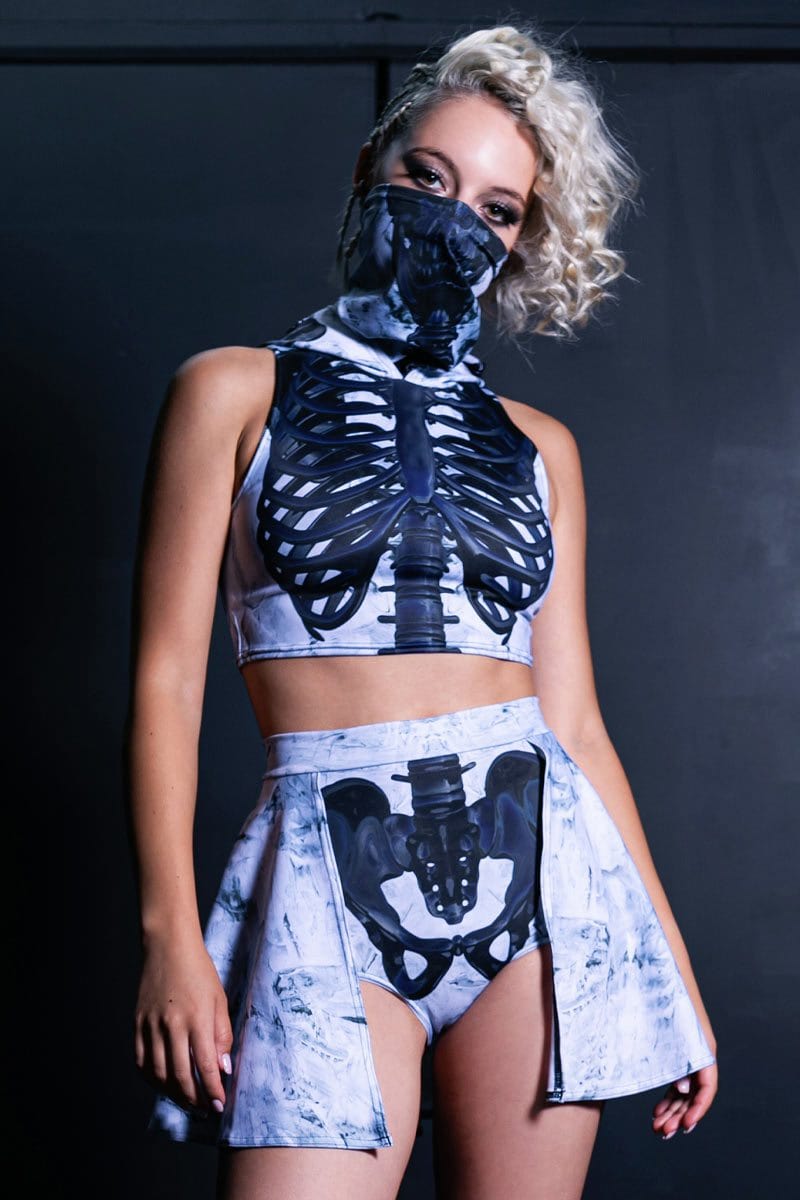 Black Skeleton 2 Piece Costume