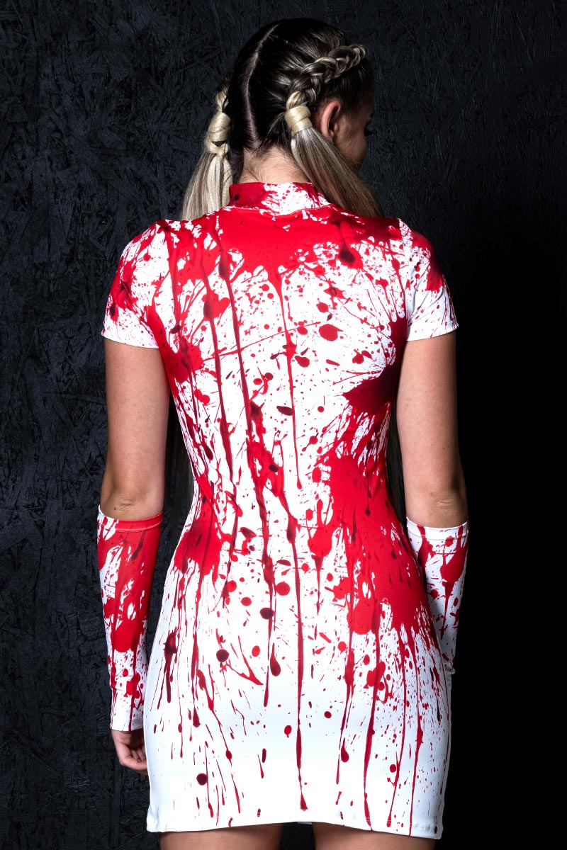 Bloody Nurse Short Sleeves Mini Dress