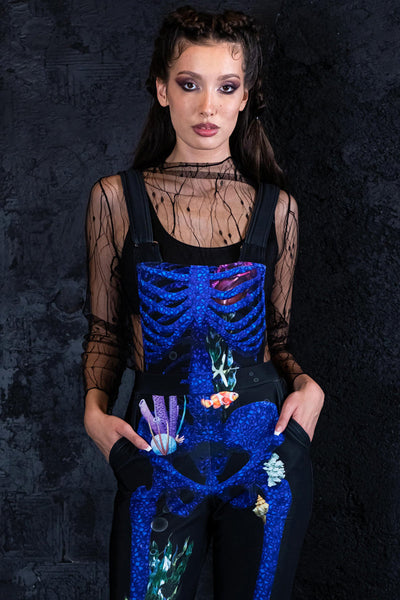 Blue Coral Skeleton Overalls