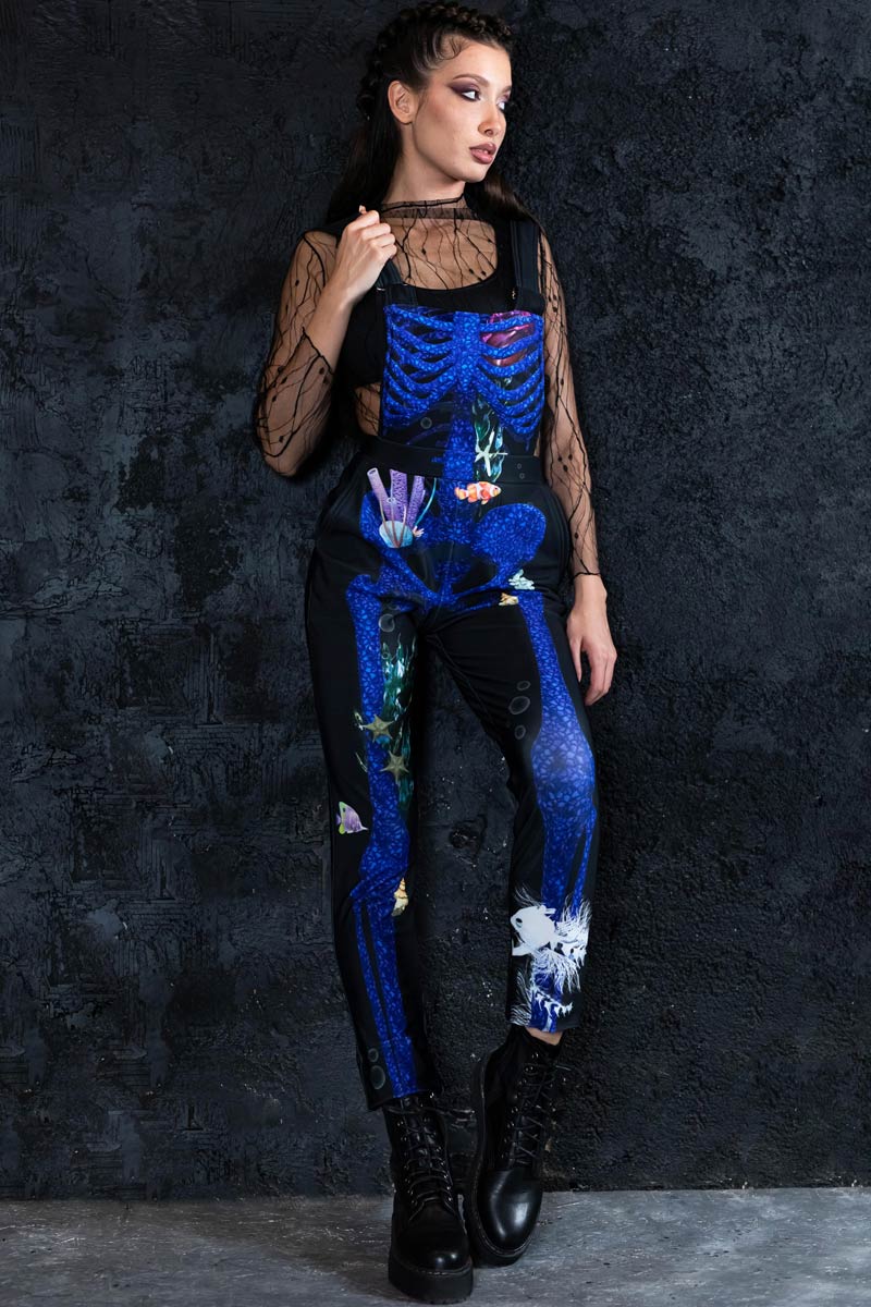 Blue Coral Skeleton Overalls