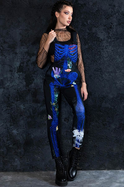 Blue Coral Skeleton Overalls