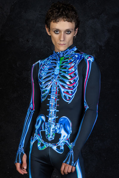Blue Sapphire Skeleton Men Costume