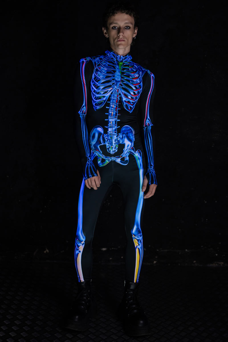 Blue Sapphire Skeleton Men Costume