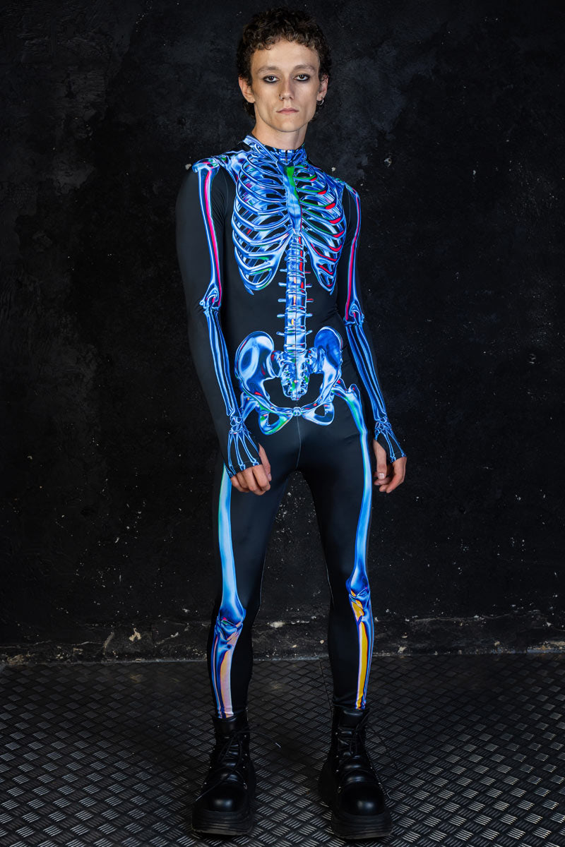 Blue Sapphire Skeleton Men Costume