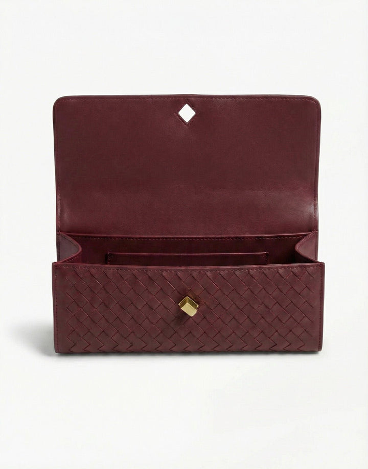 Burgundy PU Gouden Detail  Clutch - Tas