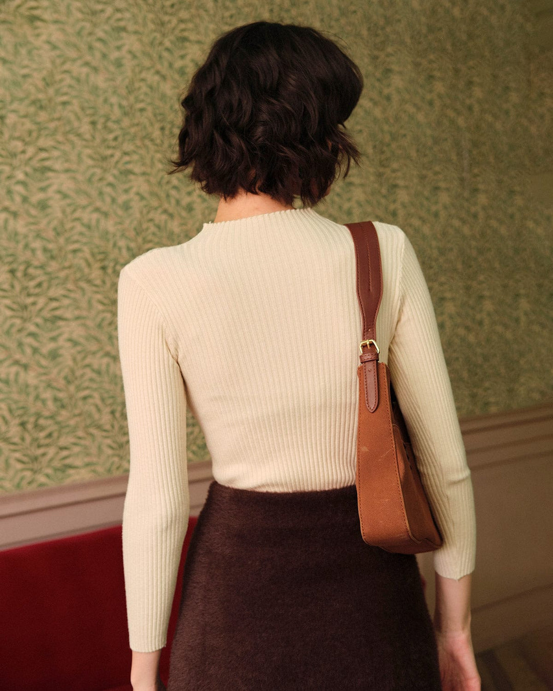 The Beige Mock Neck Ribbed Knit Top - Celestia Couture