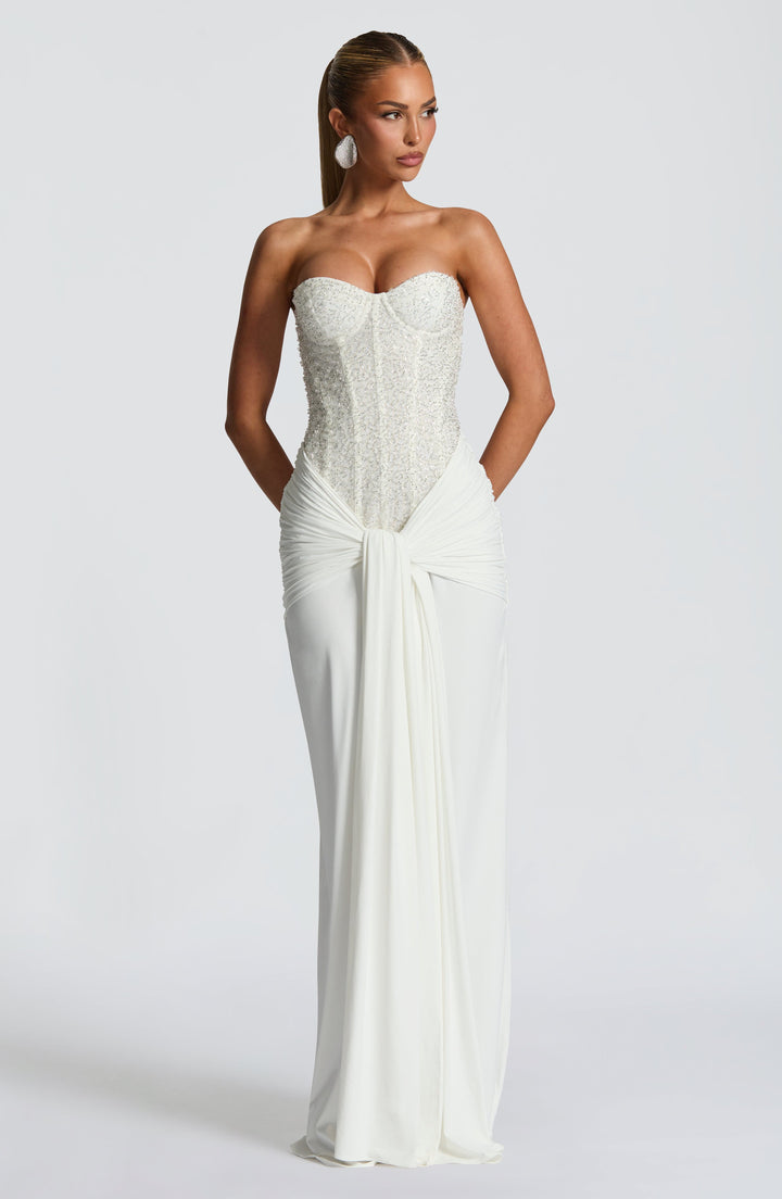 Carina Maxi Dress - Ivory - Celestia Couture