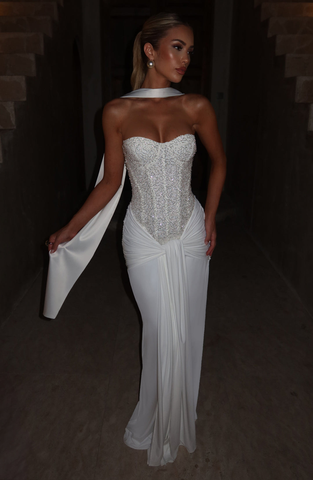 Carina Maxi Dress - Ivory - Celestia Couture