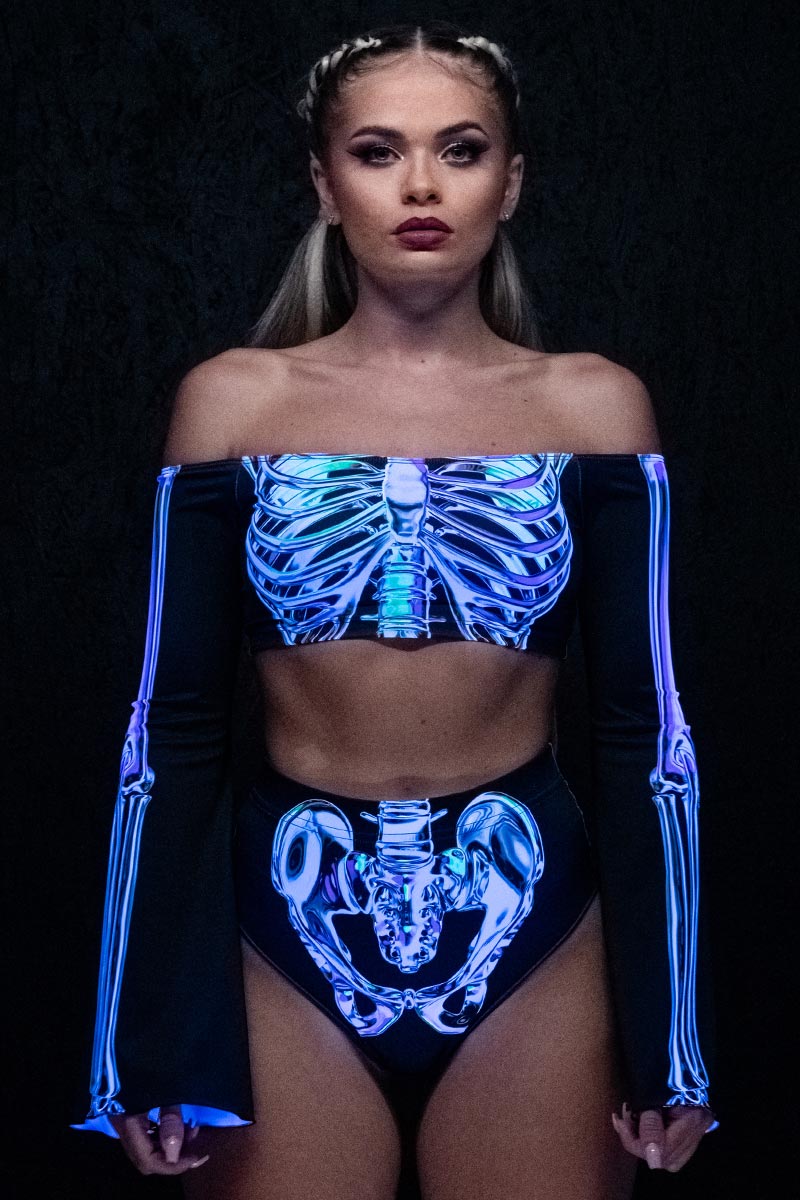 Chromatic Skeleton Booty Shorts Set