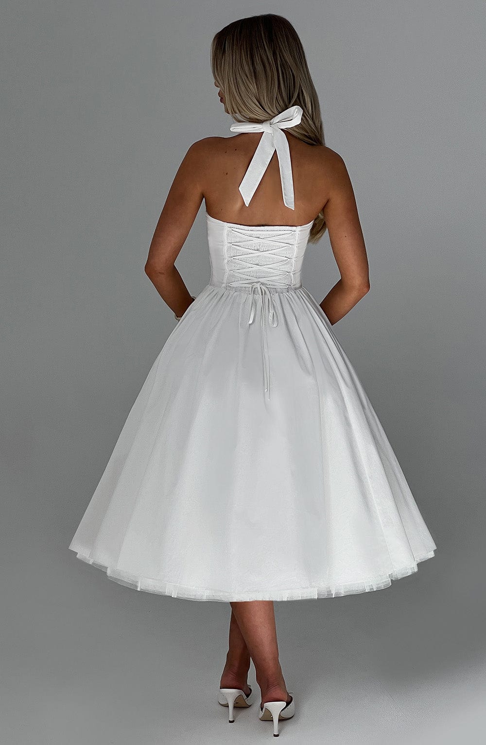 Messida Midi Dress - Ivory - Celestia Couture