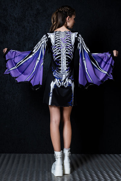 Darkwing Skeleton Bell Sleeve Dress
