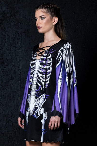 Darkwing Skeleton Bell Sleeve Dress