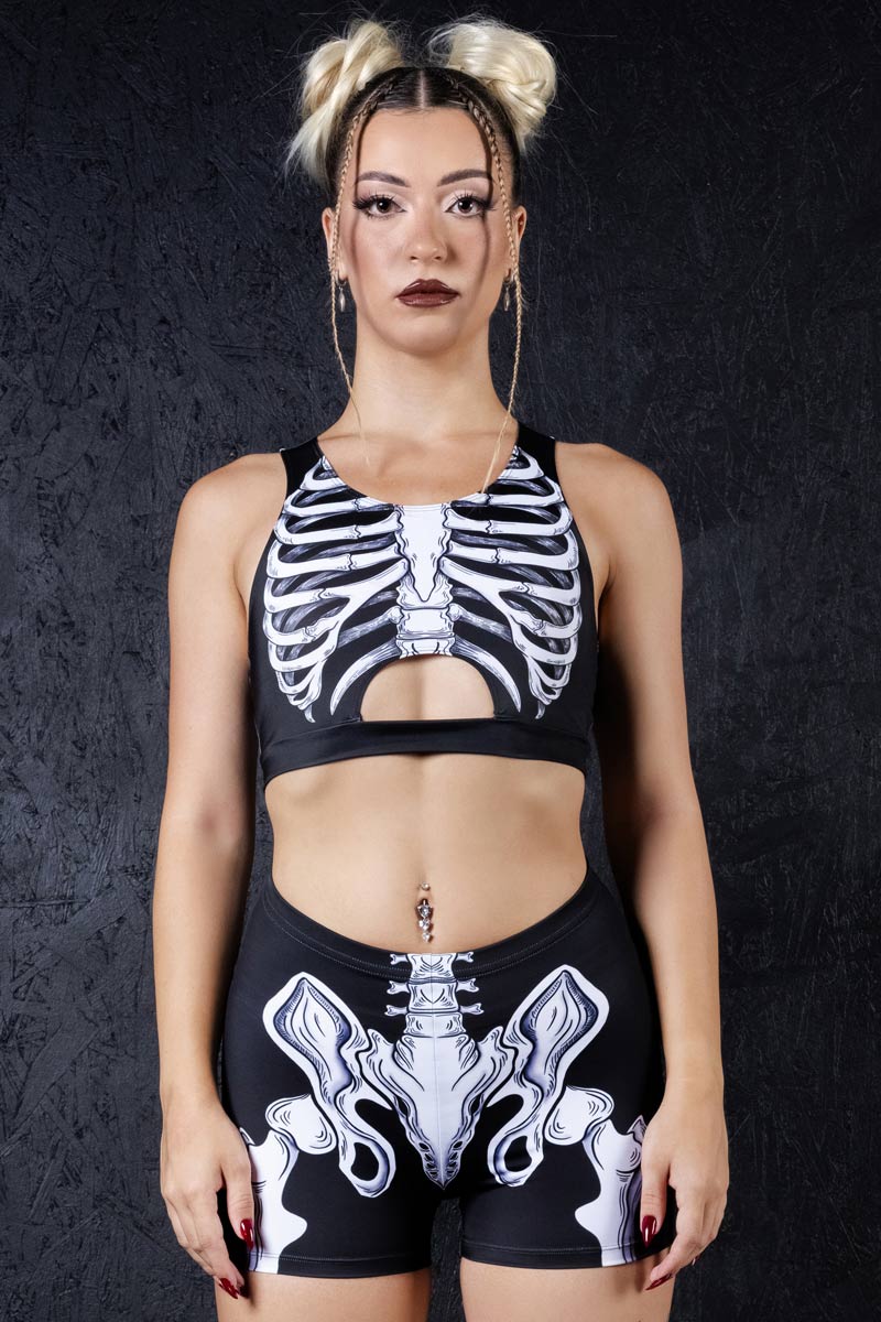 Darkwing Skeleton High Waisted Shorts Set