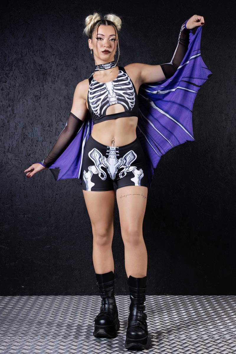 Darkwing Skeleton High Waisted Shorts Set