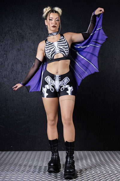 Darkwing Skeleton High Waisted Shorts Set