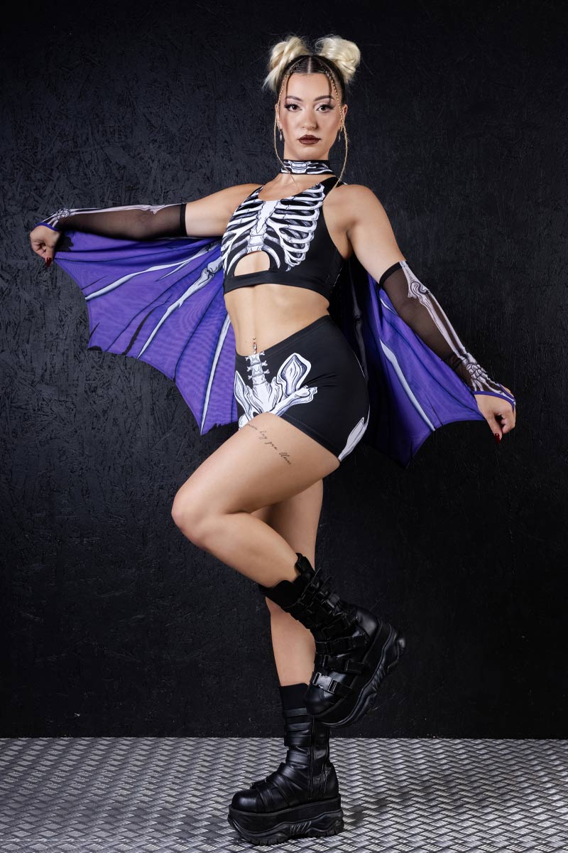 Darkwing Skeleton High Waisted Shorts Set