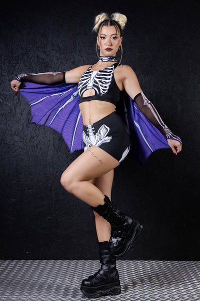 Darkwing Skeleton High Waisted Shorts Set
