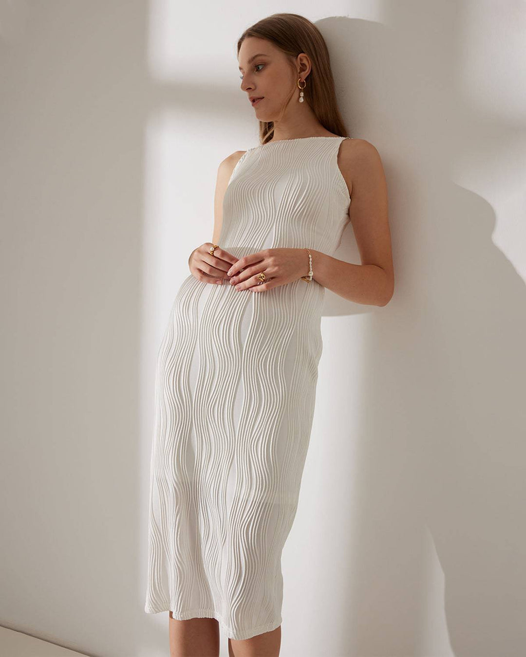 The Water Ripple Textured Cami Dress - Celestia Couture