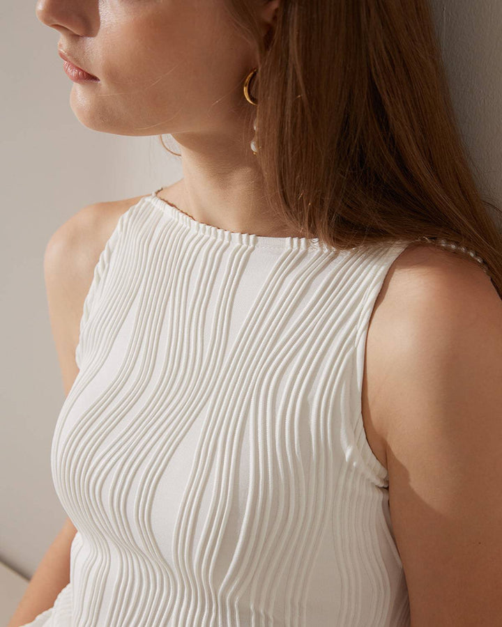 The Water Ripple Textured Cami Dress - Celestia Couture