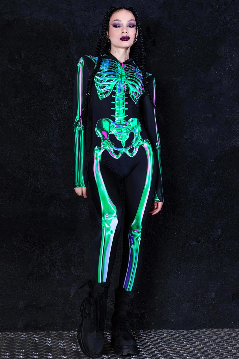 Emerald Skeleton Hooded Costume