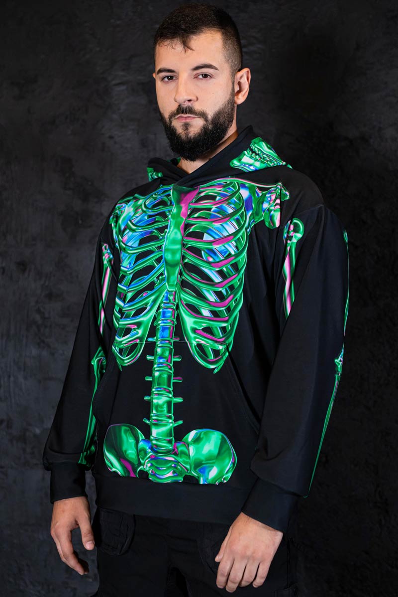 Emerald Skeleton Men Hoodie