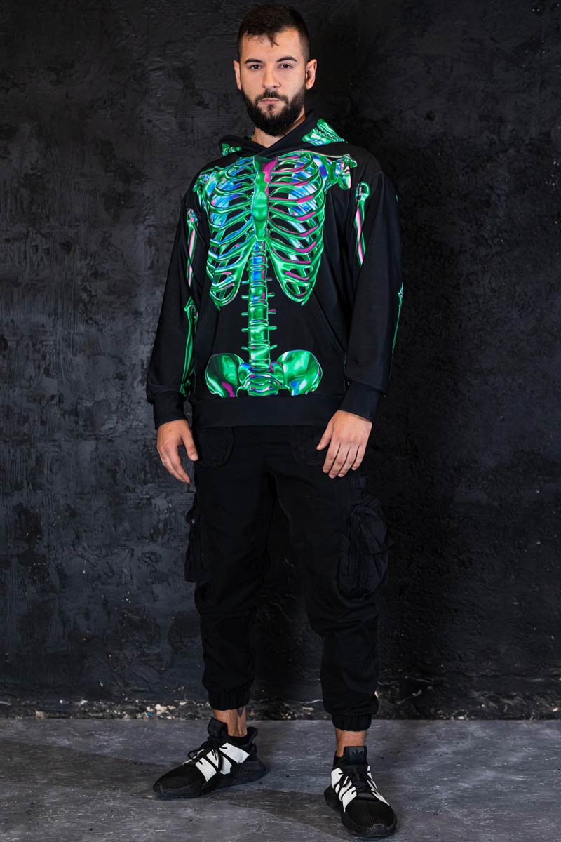 Emerald Skeleton Men Hoodie