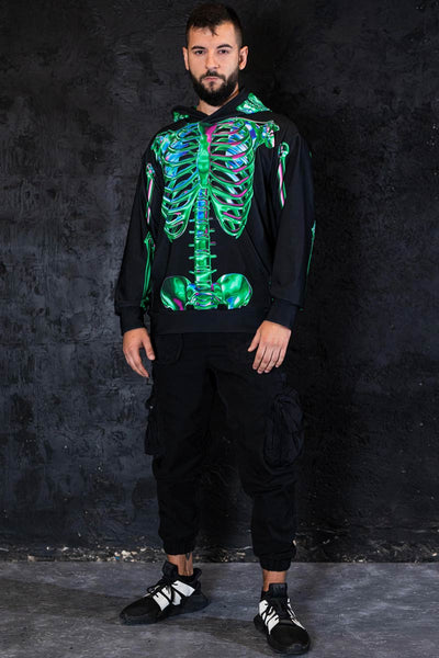 Emerald Skeleton Men Hoodie