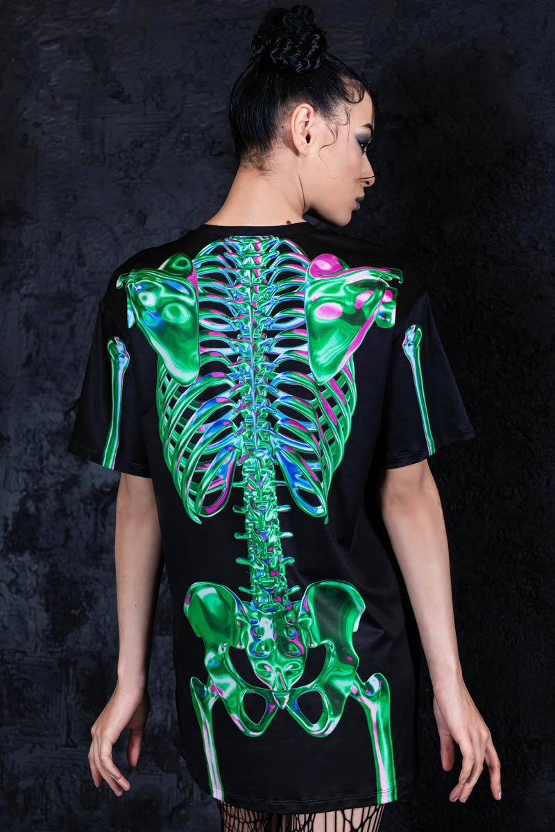 Emerald Skeleton Oversized Tee Shirt Dress