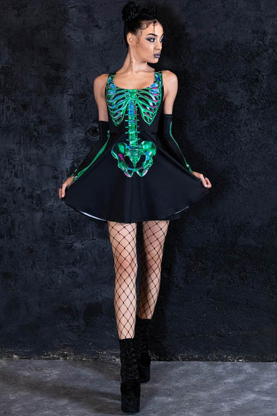 Emerald Skeleton Skater Dress